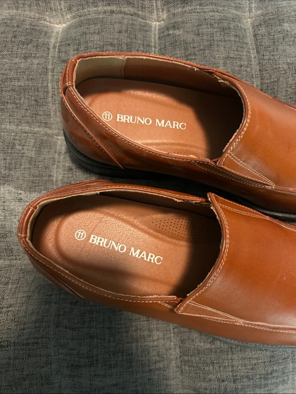 Bruno Marc Tan Leather Slip-On Loafers